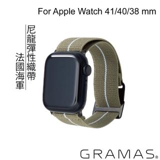 【Gramas】Apple Watch 38/40/41mm 法國海軍帆布錶帶(橄欖綠)