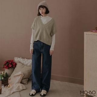 【MO-BO】純棉撞色設計質感丹寧褲(褲子)