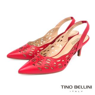 【TINO BELLINI 貝里尼】巴西進口窈窕鏤空後帶7cm高跟鞋FS1V0002(紅)