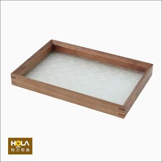 【HOLA】復古玻璃窗花原木托盤30x20cm