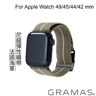 【Gramas】Apple Watch 42/44/45/49mm 法國海軍帆布錶帶(橄欖綠)