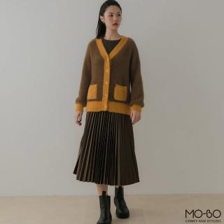 【MO-BO】保暖毛絨感配色針織外套(外套)