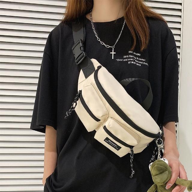【E.City】日式手提雙袋休閒腰包胸包(共4個拉鍊袋設計)