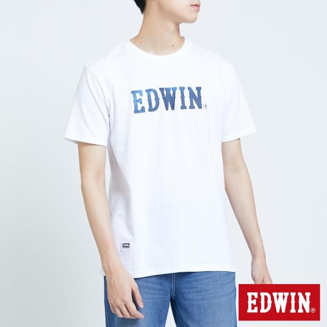 【EDWIN】男裝 牛仔LOGO短袖T恤(白色)