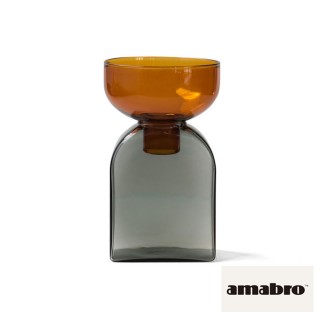 【amabro】TWO TONE 雙色花瓶 方 琥珀x灰