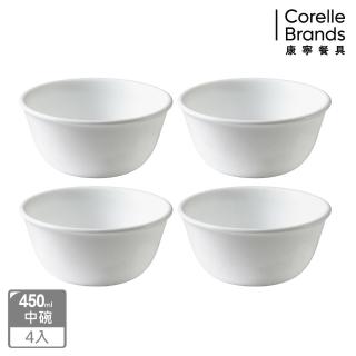 【CorelleBrands 康寧餐具】純白中式碗450ml 4件組(D07)