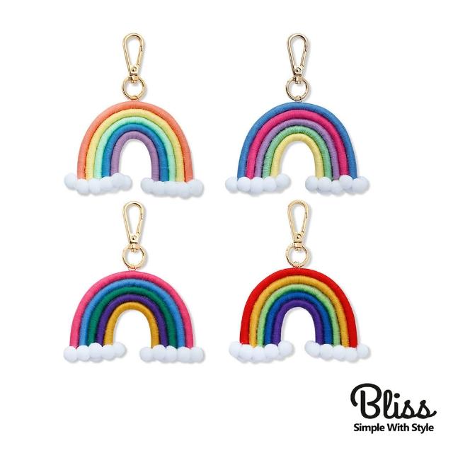 【Bliss BKK】可愛吊飾 編織彩虹雲朵球吊飾 包包搭配首選 鑰匙圈(4色可選)