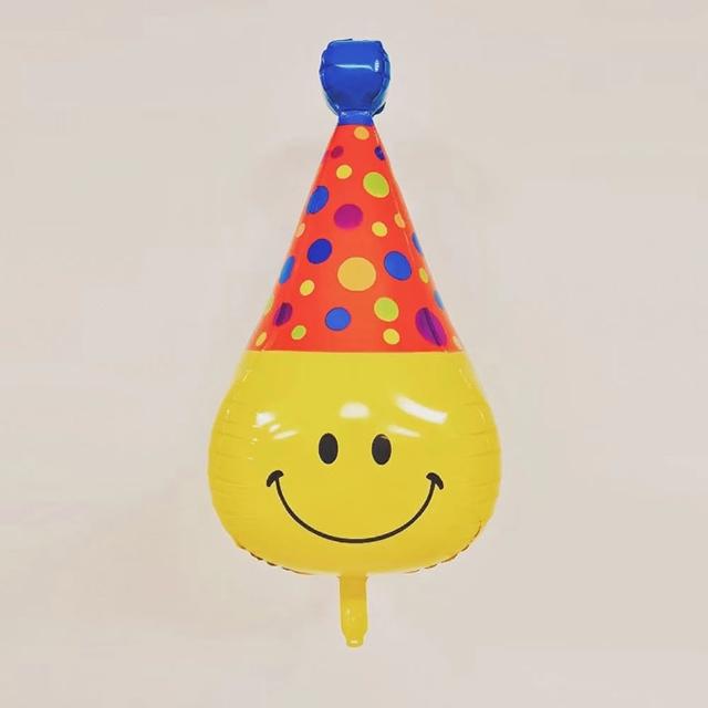 韓系ins風可愛4D帽子笑臉氣球1顆(生日氣球 派對 生日派對 派對氣球 生日佈置 氣球)