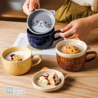 【Store up 收藏】貓咪造型 含蓋陶瓷馬克杯(AD301)