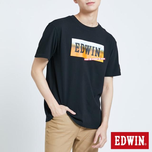 【EDWIN】男裝 生啤BOX LOGO短袖T恤(黑色)