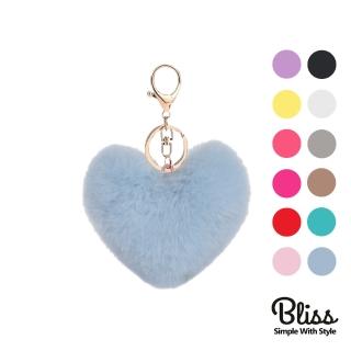 【Bliss BKK】療癒手感愛心毛球吊飾 搭配包包 鑰匙圈(12色可選)