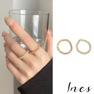 【INES】法式戒指 復古戒指 串珠戒指/韓國設計法式復古迷你串珠造型戒指(2色任選)