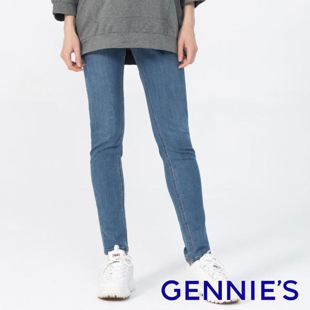 【Gennies 奇妮】彈力窄管恆溫中空紗牛仔褲(藍T4G07)