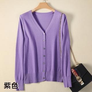【La Morongo 樂木嚴選】仕女開衫毛衣紫色(針織衫/針織外套/開衫外套/開衫毛衣/針織)