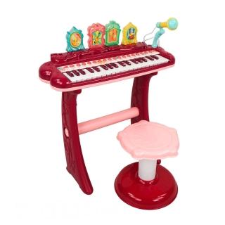 【888ezgo】兒童早教多功能立式37鍵閃光音樂電子琴（椅子+麥克風+USB供電）（8837）