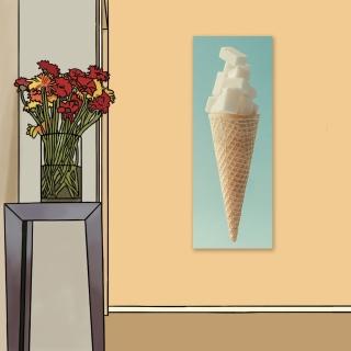 【24mama 掛畫】單聯式 油畫布 食物 甜點 夏天 冰淇淋 創意 無框畫 30x80cm(方糖甜筒)