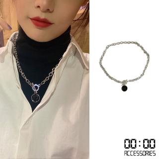 【00:00】韓國設計個性滴釉小圓牌時尚OT釦項鍊(滴釉項鍊 圓牌項鍊)