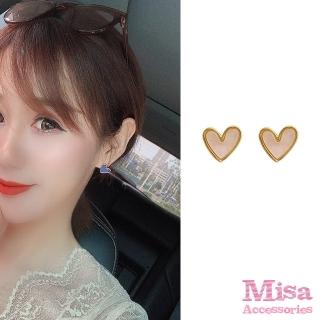【MISA】桃心耳環 可愛耳環/韓國設計可愛氣質小桃心造型耳環(2色任選)
