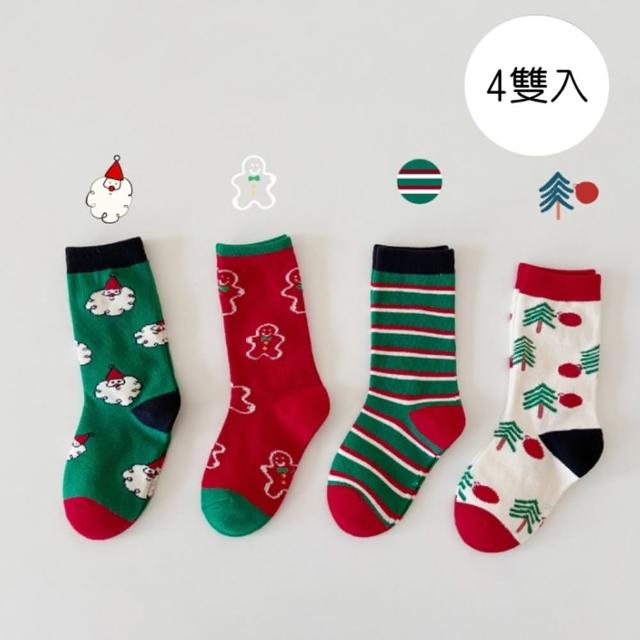 【橘魔法】（4雙一組）聖誕節 多款中筒襪(襪子 聖誕節 耶誕節 過年 新年 大紅 交換禮物 兒童)