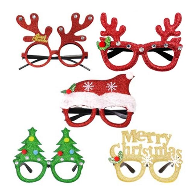 【橘魔法】（5款一組）聖誕節 跨年 裝飾造型眼鏡(聖誕老人 麋鹿 2023 耶誕節 新年 交換禮物)