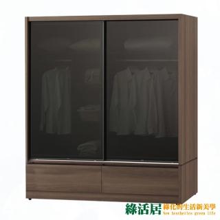 【綠活居】雷迪 時尚6.1尺鏡面推門二抽衣櫃/收納櫃