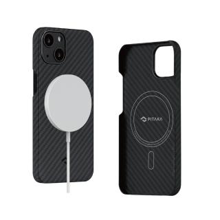 【PITAKA】iPhone13 6.1吋 航太纖維磁吸手機殼 經典黑灰(磁吸領航時尚裸機手感)
