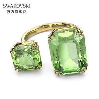 【SWAROVSKI 官方直營】Millenia 個性戒指 八角形切割Swarovski 水晶 綠色 鍍金色色調 交換禮物