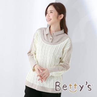【betty’s 貝蒂思】針織拼接襯衫領造型上衣(白色)