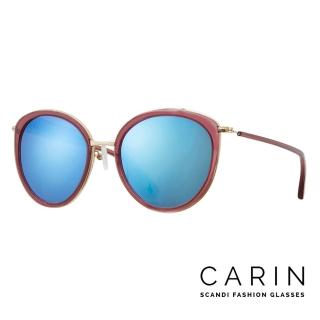 【CARIN】秀智代言 Olvia系列復古貓眼圓框+水銀鏡面太陽眼鏡(．藍 Olvia-C2)
