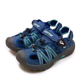 【LOTTO】女 專業排水護趾磁扣運動涼鞋 水陸冒險2系列(藍灰 3266)