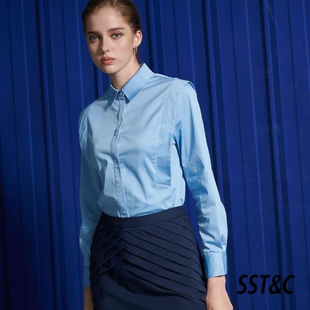 【SST&C 最後55折】天藍色設計款剪裁襯衫7562111010