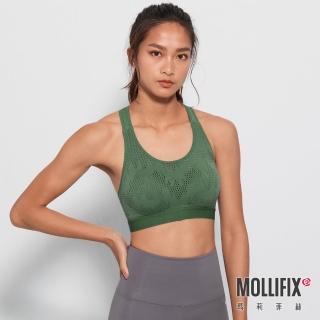 【Mollifix 瑪莉菲絲】A++舒適包覆呼吸BRA、瑜珈服、無鋼圈、運動內衣(森綠)