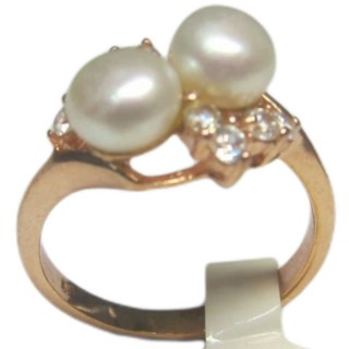 【小樂珠寶】玫瑰金超值雙珠天然淡水珍珠養珠戒指(時髦美麗都會風潮完美送老婆大人用)