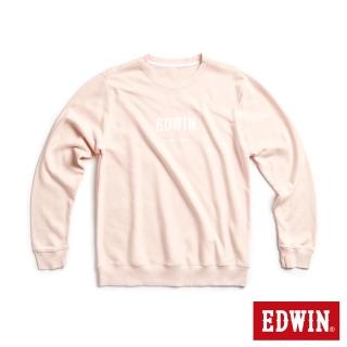 【EDWIN】女裝 BOX LOGO厚長袖T恤(淡粉紅)