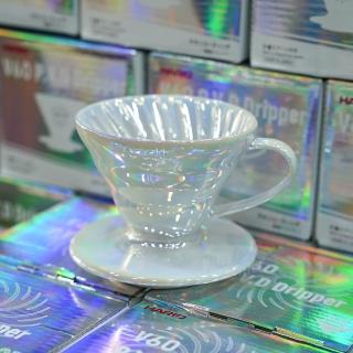 【HARIO】V60 陶瓷濾杯 V01 鈦白珠光 鍍鈦 VDC-01WO(V60 日本製 1-2人份)