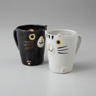 【VICTORY】日本美濃燒貓咪造型馬克杯對杯組(日本製 日本原裝進口瓷器)