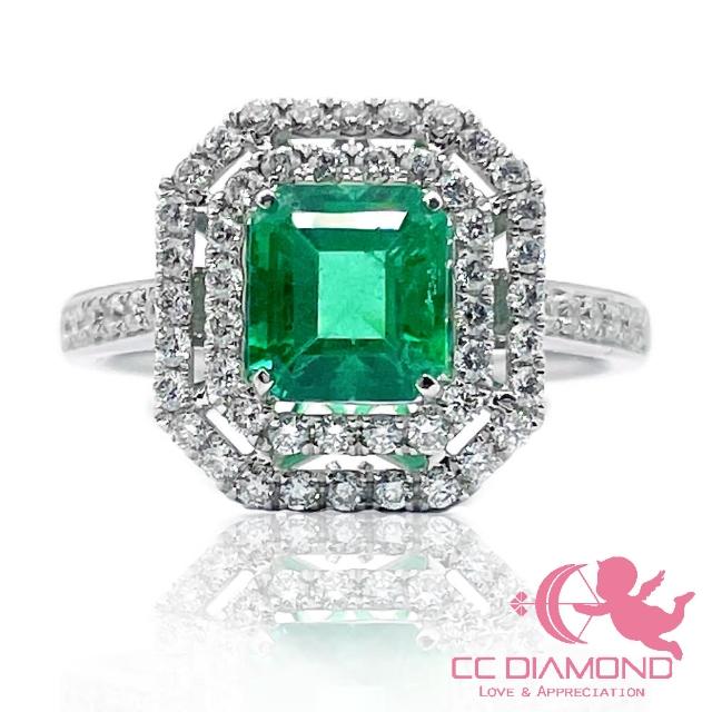 【CC Diamond】天然祖母綠1.29ct鑽石戒指(極微油 玻璃體)