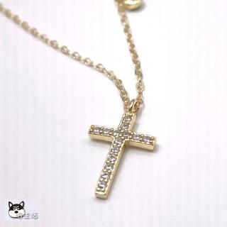 【哈生活】925純銀鍍14K金經典款十字架項鍊