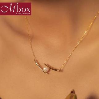 【Mbox】項鍊 時空交錯 採用925銀+淡水珍珠 日韓時尚款純銀鎖骨鍊(純銀)