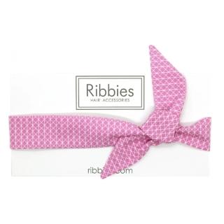 【Ribbies】成人蝴蝶結髮帶粉紅幾何圖形(髮帶)