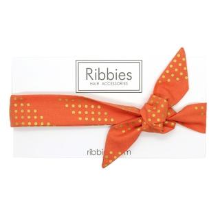 【Ribbies】兒童蝴蝶結髮帶珊瑚紅金點點(髮帶)