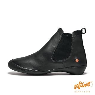 【Softinos】女靴 FARY 質感真皮切爾西靴(82154-301 黑)