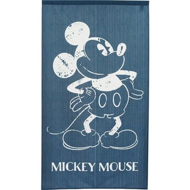 【小禮堂】迪士尼 米奇 日本製 棉麻長門簾 85x150cm 《藍素描款》(平輸品)