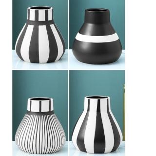 【JEN】北歐創意黑白線條陶瓷花瓶花器工藝品居家裝飾擺飾(4款可選)