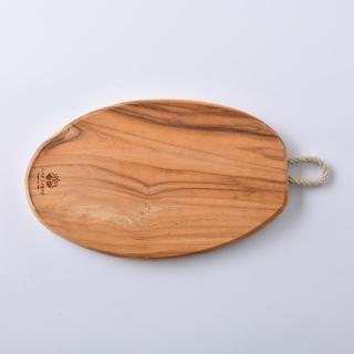 【Artelegno 愛塔】義大利 橄欖木 橢圓盛菜盤 木盤 托盤 砧板 (含繩把) M 25x15cm 義大利製