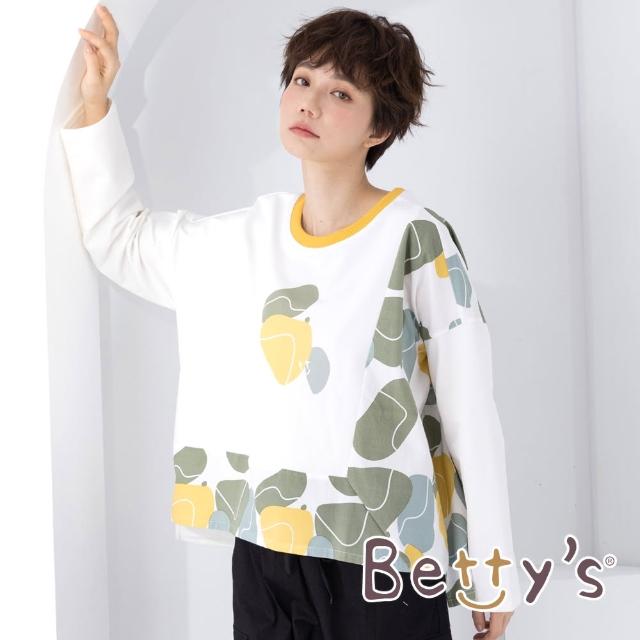 【betty’s 貝蒂思】寬版拼接印花休閒上衣(白色)