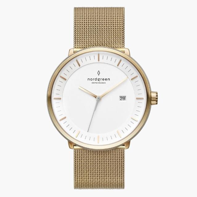 【Nordgreen】Philosopher哲學家 香檳金系列鈦鋼米蘭錶帶腕錶40mm(PH40GOMEGOXX)