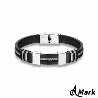 【A MARK】鈦鋼手環 矽膠手環/鋼索拼接鈦鋼時尚設計矽膠手環(3色任選)