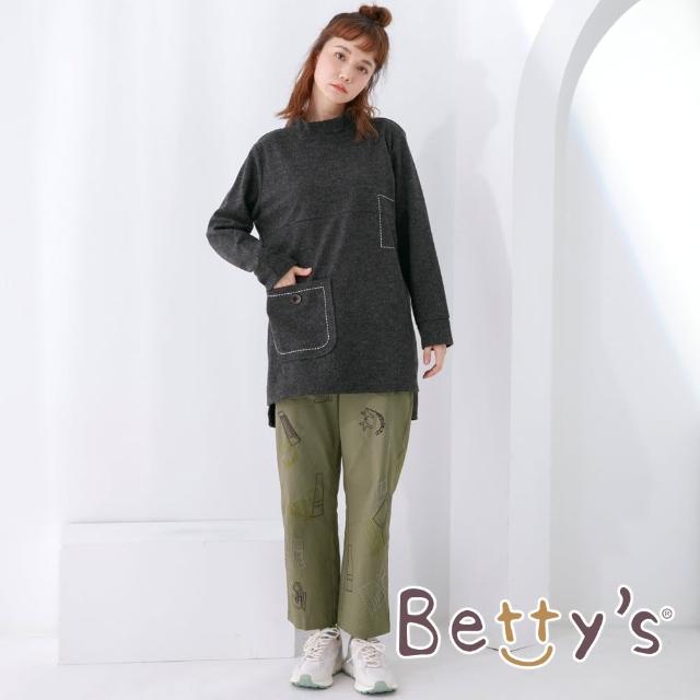 【betty’s 貝蒂思】幾何圖形線條大直筒褲(深卡其)