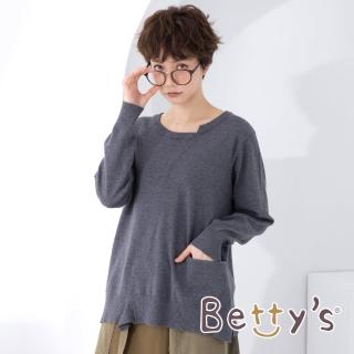 【betty’s 貝蒂思】素色羅紋領針織線衫(深灰)